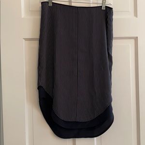 Rag & Bone Silk Skirt - navy and white pinstripes